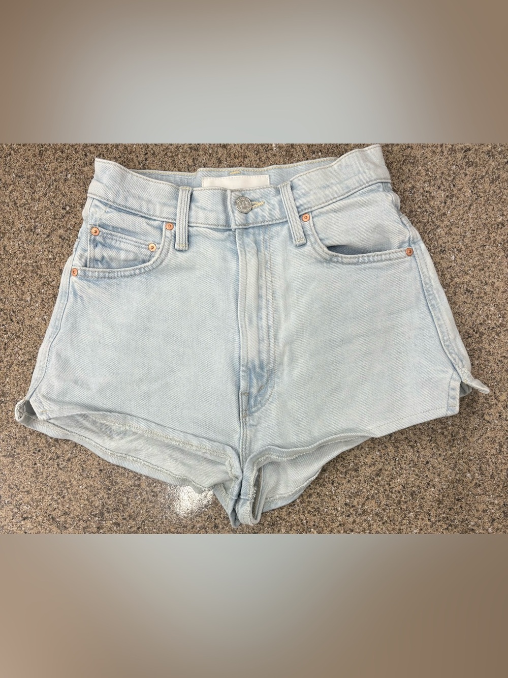 MOTHER Light Blue High-Rise Denim Cutoff Shorts